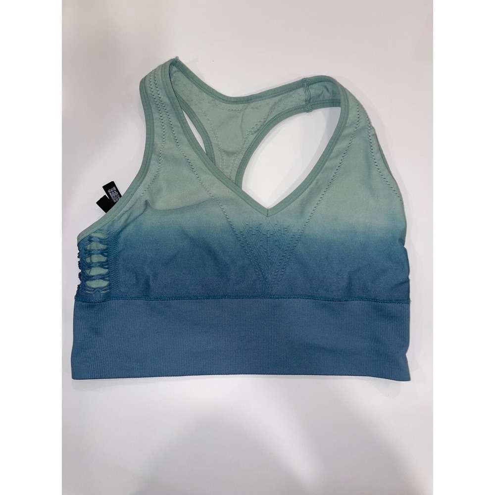PINK by Victoria Secret Sport‎ Ombre Racerback Sports Bra Medium Teal Blue Sz XL